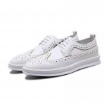 White Vintage Leather Lace Up Baroque Mens Thick Sole Oxfords Dress Shoes
