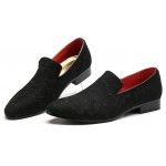 Black Lace Embroidery Mens Oxfords Loafers Dress Shoes Flats