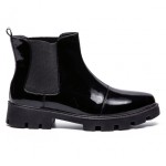 Black Patent Glossy Mens Chelsea Ankle Boots Shoes
