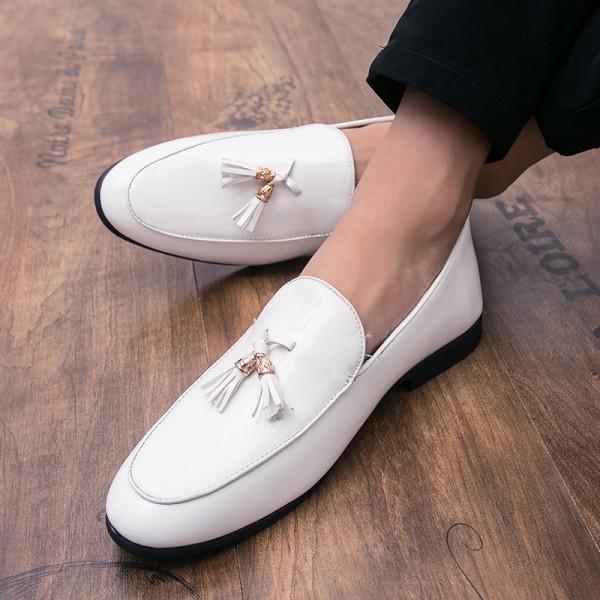 White Patent Tassels Mens Oxfords Loafers Dress Shoes Flats
