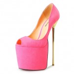 Pink Suede Leather Platforms Peeptoe Gold Metal Sexy Stiletto Mens High Heels Shoes