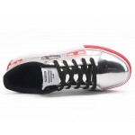 Silver Metallic Patches Lace Up Street Mens Sneakers Shoes
