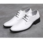 White Stripes Pointed Head Lace Up Mens Oxfords Shoes