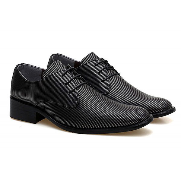 Black Stripes Pointed Head Lace Up Mens Oxfords Shoes