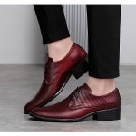 Red Stripes Pointed Head Lace Up Mens Oxfords Shoes