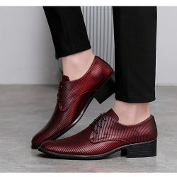 Red Stripes Pointed Head Lace Up Mens Oxfords Shoes