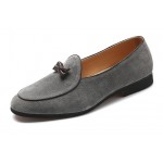 Grey Suede MIni Bow Mens Oxfords Flats Loafers Dappermen Dapper Dress Shoes