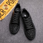 Black Patent Glitter Spikes Punk Rock Mens Lace Up Sneakers Shoes