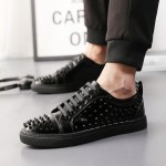 Black Patent Spikes Punk Rock Mens Lace Up Sneakers Shoes