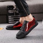 Black Red Metal Spikes Studs Punk Rock Mens Loafers Sneakers Shoes