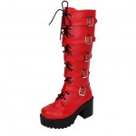 Red Cross High Top Lolita Platforms Punk Rock Chunky Heels Boots Creepers Shoes