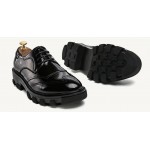 Black Glossy Patent Leather Thick Sole Lace Up Oxfords Flats Dress Shoes