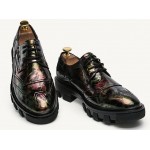 Purple Green Glossy Patent Leather Thick Sole Lace Up Oxfords Flats Dress Shoes