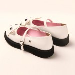 White Cat Face Mary Jane Lolita Thick Sole Platforms Creepers Flats Shoes