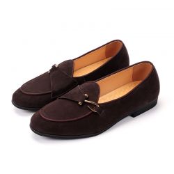 Brown Suede Side Buckle Monk Strap Prom Party Mens Loafers Dress Shoes