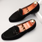 Black Suede Side Buckle Monk Strap Prom Party Mens Loafers Dress Shoes
