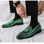 Green Metallic Monk Strap Mens Dappermen Loafers Dress Prom Shoes