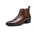 Brown Pointed Head Vintage Mens Chelsea Ankle Boots Shoes