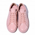 Pink Baby Lace Up Leather Womens Sneakers Shoes