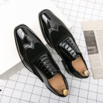 Black Blunt Head WingTip Baroque Lace Up Mens Prom Oxfords Shoes