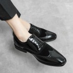 Black Blunt Head WingTip Baroque Lace Up Mens Prom Oxfords Shoes