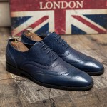 Blue Formal Business Dappermen Mens Oxfords Loafers Flats Shoes