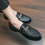 Black Velvet Knitted Gold Chain Baroque Mens Loafers Shoes