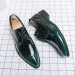 Green Patent Pointed Head Lace Up Mens Oxfords Dress Business Shoes