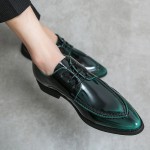Green Patent Pointed Head Lace Up Mens Oxfords Dress Formal Shoes