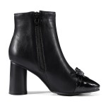 Black Bow Blunt Head High Heels Ankle Boots Shoes