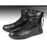 Black Straps Strappy High Top Mens Sneakers Shoes Boots
