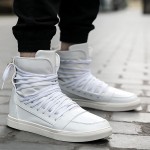 White Straps Strappy High Top Mens Sneakers Shoes Boots