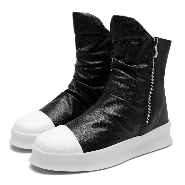 Black White Zippers High Top Mens Sneakers Shoes Boots