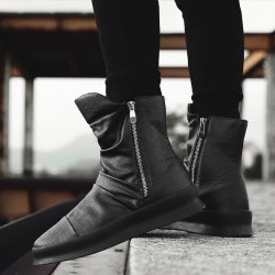 Black Zippers High Top Mens Sneakers Shoes Boots