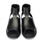 Black High Top Peep Toe Platforms Mens Gladiator Roman Sandals