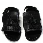 Black Studs Tassels Fringes Slingback Flats Mens Sandals Shoes
