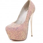 Pink Glitter Bling Bling Platforms Stiletto Gold Super High Heels Shoes