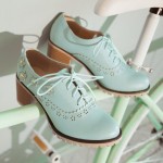 Blue Sky Flowers Floral Lace Up High Heels Women Oxfords Shoes