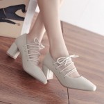 Cream Suede Blunt Head Strappy Ballets Ballerina High Heels Shoes