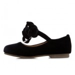 Black Velvet Cross Strap Ankle Lace Up Strappy Ballets Ballerina Flats Shoes