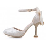 White Velvet Point Head Baroque Vintage Back Bow Diamante High Heels Bridal Shoes