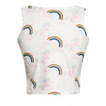 White Rainbows Unicorns Cropped Sleeveless T Shirt Cami Tank Top