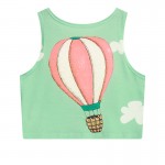 Green Pink Hot Air Balloon Cropped Sleeveless T Shirt Cami Tank Top