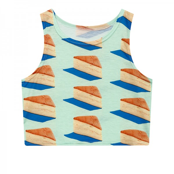 Blue Cheesecakes Cropped Sleeveless T Shirt Cami Tank Top