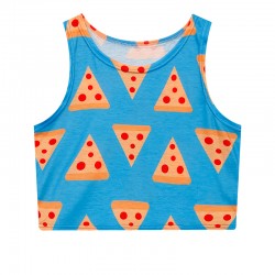 Blue Pizzas Cropped Sleeveless T Shirt Cami Tank Top