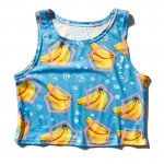 Blue Yellow Bananas Cropped Sleeveless T Shirt Cami Tank Top 