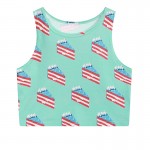 Green Red Blue Cake Cropped Sleeveless T Shirt Cami Tank Top