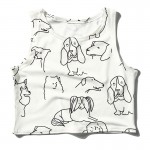 White Dogs Drawn Lines Cropped Sleeveless T Shirt Cami Tank Top