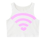 White Pink Heart Wifi Cropped Sleeveless T Shirt Cami Tank Top