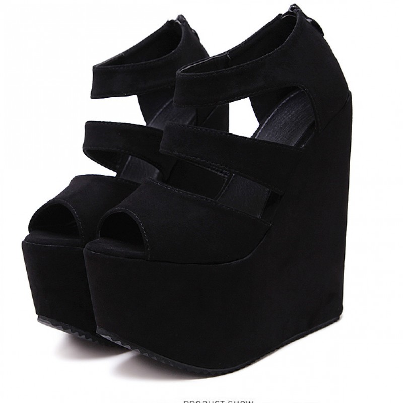 black heeled sandals platform